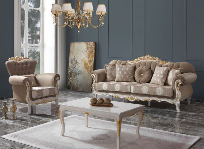 Sofa set upholstered sofa sofa couch brown fabric sofa Chesterfield set 3+1